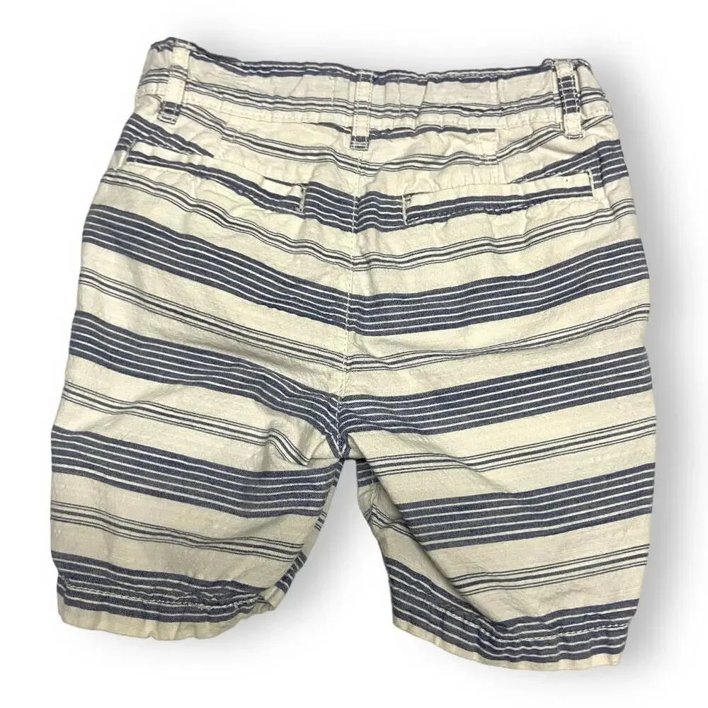 Children's Place‎ Boys Shorts Size 4 Blue Off White Striped Adjustable Waist